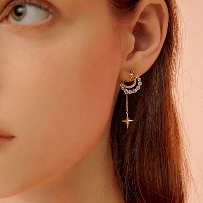🌙💙 Combo Yapa — Aretes Luna + Zafiro